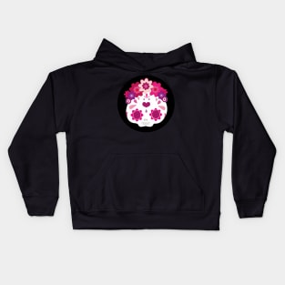 Kawaii mexican sugar skull adorable purple flowers headband cute day of the dead Kids Hoodie